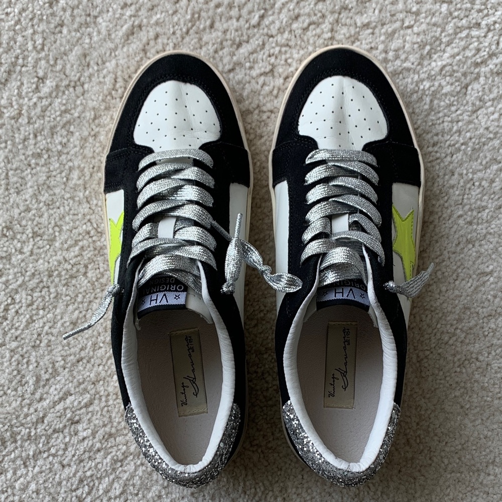 Vintage Havana Kenna Sneakers White/Black/Yellow Women’s Size 11